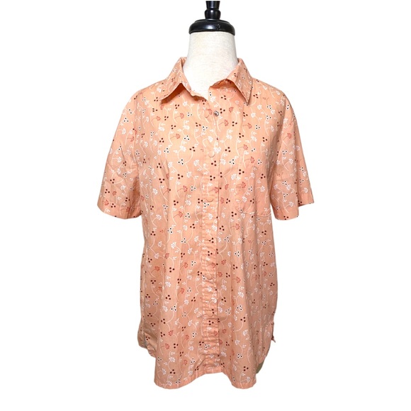 Sara Morgan snap button down shirt sleeve shirt w/front pocket. - Picture 2 of 10